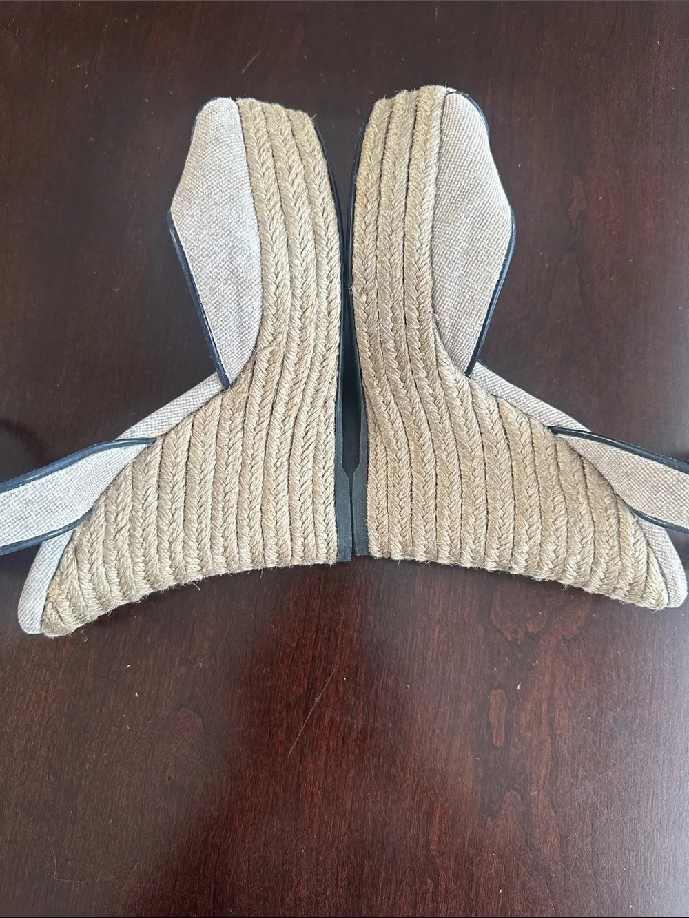Theory Zekia Wedge Peep Toe Espadrille Sandals Ankle Strap Taupe Size 7 (EU 37)